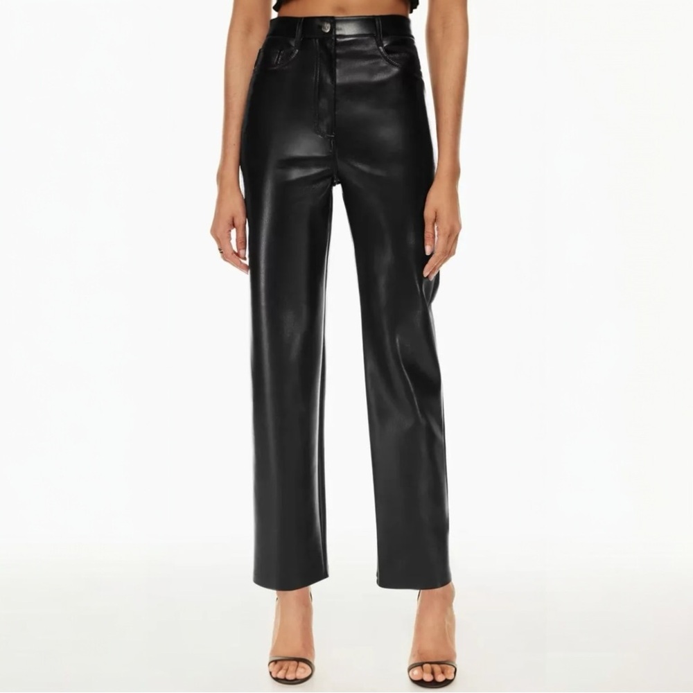 Aritzia Wilfred Melina Pant High Waisted Vegan Leather Black Trousers